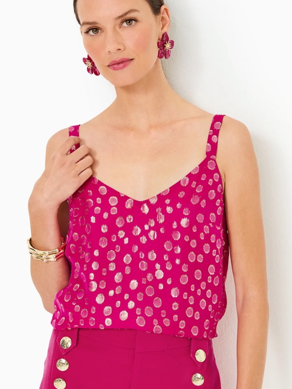 Lilly Pulitzer Nadia Silk Camisole in Mystique Pink Bubbly Clip Size 16